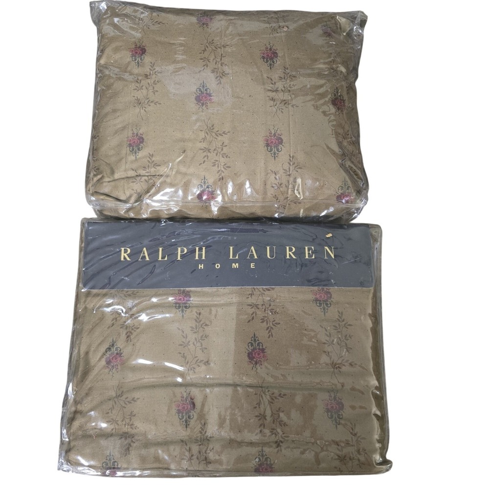 Ralph Lauren FORMAL GARDEN Brown Floral Sheet Set- Full 1 Pillowcase